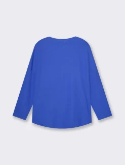 Piazza Italia T-shirt basica manica lunga giro collo da donna - ette Blu Fashion