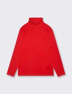 Piazza Italia T-shirt collo alto caldo cotone da bambino - Rosso Hot