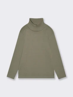 Piazza Italia T-shirt collo alto caldo cotone da bambino - militare Verde Best Sale