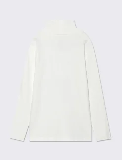 Piazza Italia T-shirt collo alto in cotone elasticizzato con borchie adesive - sporco Bianco Cheap