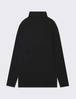 Piazza Italia T-shirt collo alto in cotone elasticizzato con borchie adesive - Nero Discount