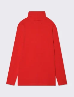 Piazza Italia T-shirt collo alto in cotone elasticizzato con borchie adesive - Rosso Outlet