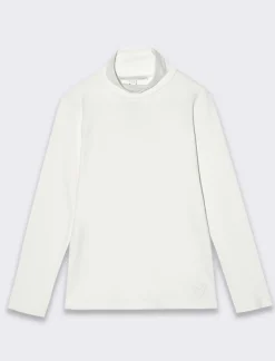 Piazza Italia T-shirt collo alto in tessuto interlock da bambina - Bianco 0 Sale