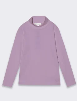 Piazza Italia T-shirt collo alto in tessuto interlock da bambina - Lilla 0 Sale