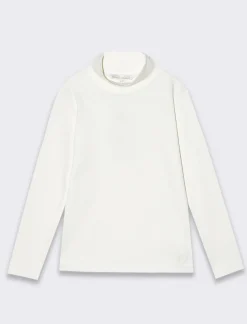 Piazza Italia T-shirt collo alto in tessuto interlock da bambina - Bianco sporco 0 Store