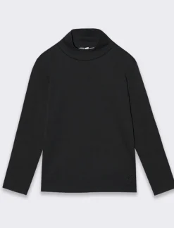 Piazza Italia T-shirt collo alto in tessuto interlock da bambina - Nero 0 Cheap