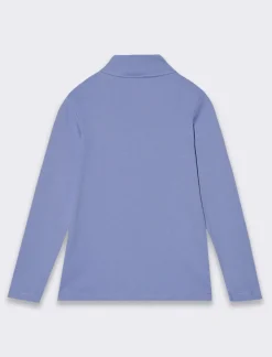 Piazza Italia T-shirt collo alto in tessuto interlock da bambina - Azzurro 0 Sale