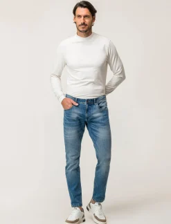 Piazza Italia T-shirt collo alto maniche lunghe slim fit - latte Bianco Online