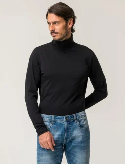 Piazza Italia T-shirt collo alto maniche lunghe slim fit - Nero Cheap