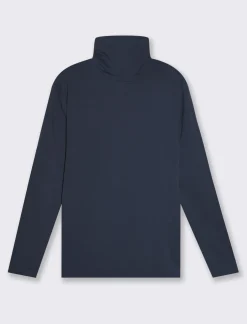 Piazza Italia T-shirt collo alto maniche lunghe slim fit - Blu Clearance