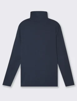 Piazza Italia T-shirt collo alto maniche lunghe slim fit - Blu Clearance