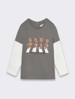 Piazza Italia T-SHIRT CON DOPPIA MANICA - piombo Grigio Outlet