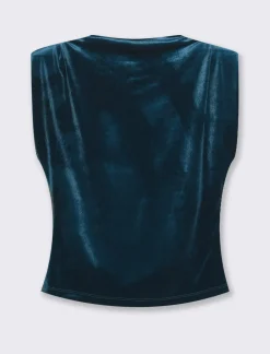 Piazza Italia T-shirt con manica ad aletta in velluto - Ottanio Verde Best Sale