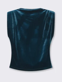 Piazza Italia T-shirt con manica ad aletta in velluto - Ottanio Verde Best Sale