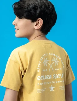 Piazza Italia T-shirt con ricamo e stampa - Senape Giallo New