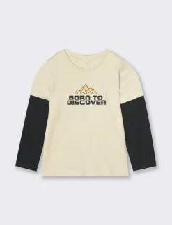 Piazza Italia T-shirt con ricamo e stampa - Beige Online