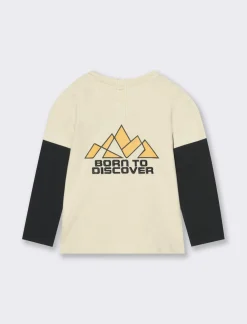 Piazza Italia T-shirt con ricamo e stampa - Beige Online