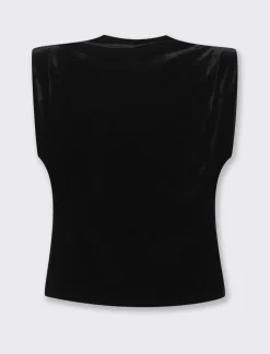 Piazza Italia Tshirt con spalline in paillettes - Nero Clearance