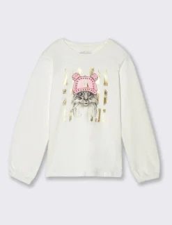 Piazza Italia T-shirt con stampa a borchie da bambina - Bianco sporco Flash Sale