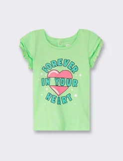 Piazza Italia T-shirt con stampa frontale e glitter - Verde Clearance