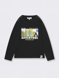 Piazza Italia T-shirt con stampa frontale - Nero Cheap