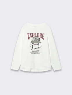 Piazza Italia T-shirt con stampa frontale - Bianco sporco Cheap