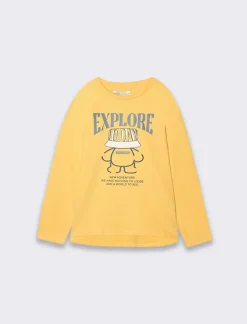 Piazza Italia T-shirt con stampa frontale - Ocra Fashion