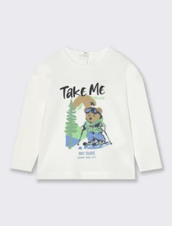 Piazza Italia T-shirt con stampa in cotone garzato - Bianco sporco Best Sale