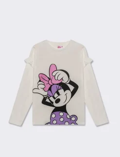 Piazza Italia T-shirt con stampa minnie e rouches alle maniche  - sporco Bianco Shop