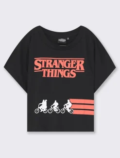 Piazza Italia T-shirt con stampa Stranger things - Nero Clearance