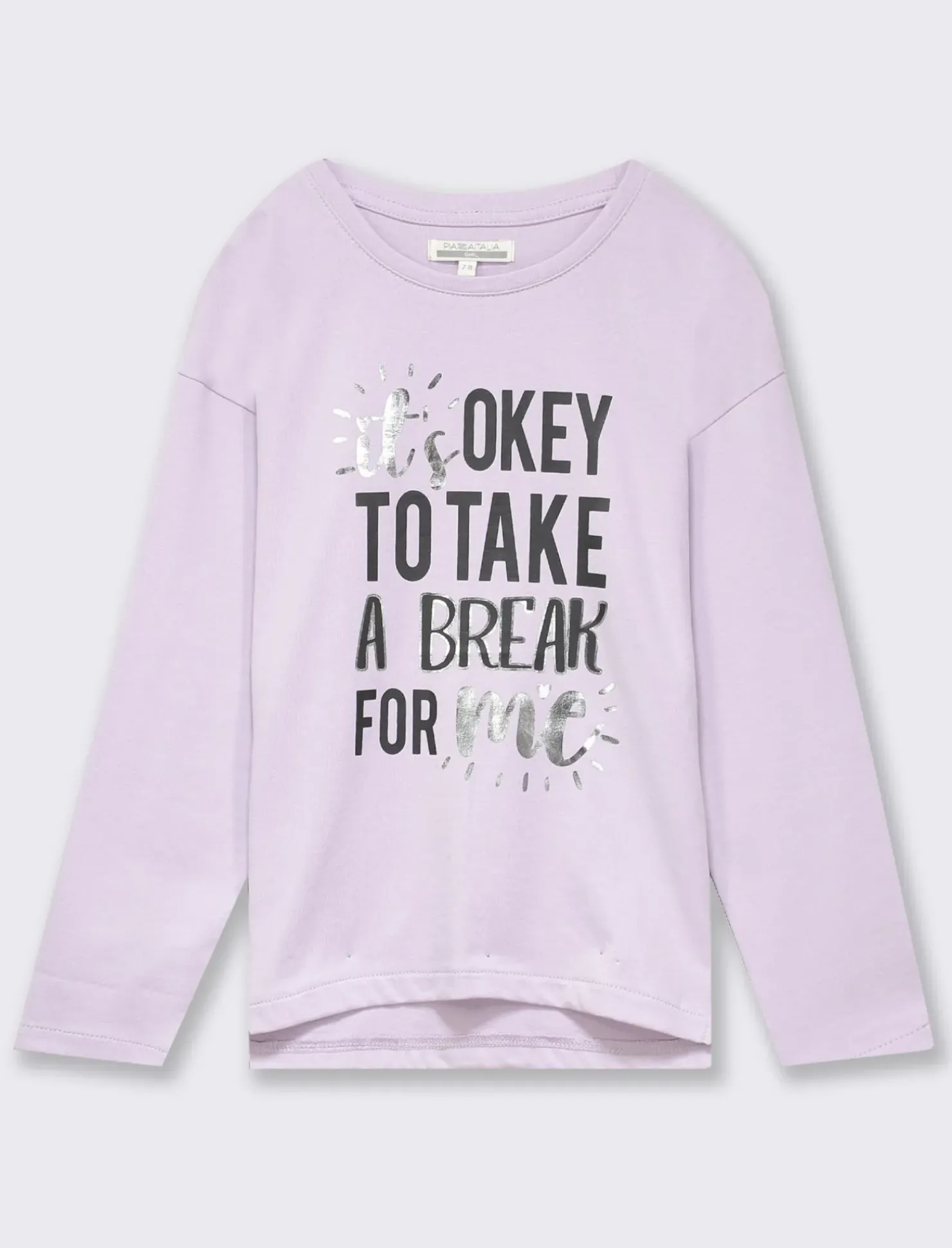 Piazza Italia T-shirt con tagli obliqui e spacchetti sul davanti con stampa frontale effetto metallico - Lilla Viola Flash Sale