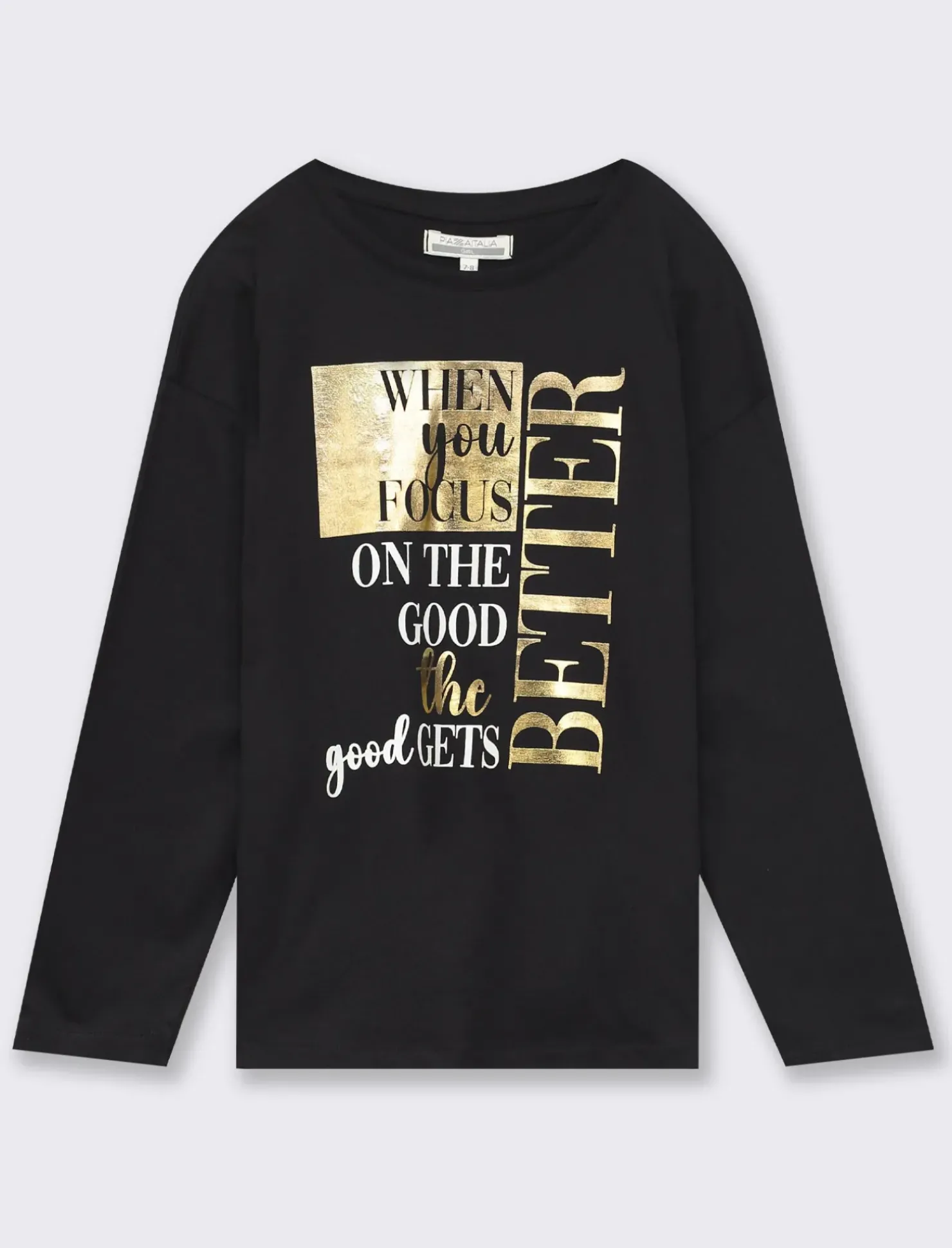 Piazza Italia T-shirt con tagli obliqui e spacchetti sul davanti con stampa frontale effetto metallico - Nero Flash Sale