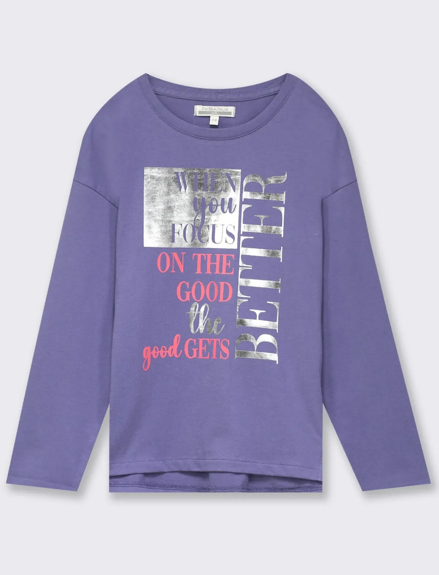 Piazza Italia T-shirt con tagli obliqui e spacchetti sul davanti con stampa frontale effetto metallico - Blu Best Sale