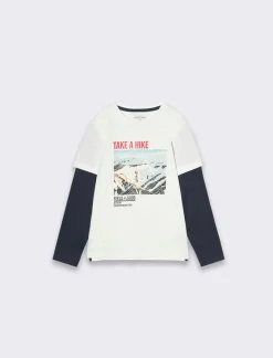 Piazza Italia T-shirt doppia manica da bambino - sporco Bianco Best