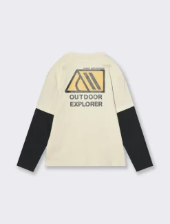 Piazza Italia T-shirt doppia manica oversize - Beige Discount