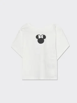 Piazza Italia T-shirt girocollo 100% cotone con stampa minnie sul davanti e sul dietro - sporco Bianco Hot