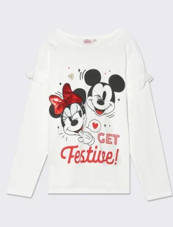 Piazza Italia T-shirt girocollo con rouches Minnie da bambina - sporco Bianco Flash Sale