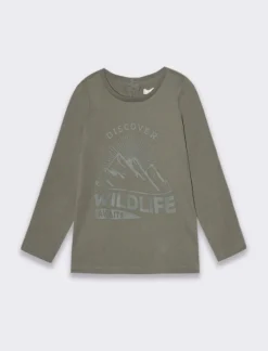 Piazza Italia T-shirt girocollo con stampa a rilievo - Grigio New