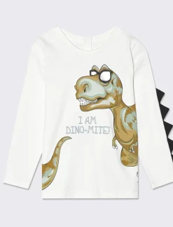 Piazza Italia T-shirt girocollo con stampa frontale e applicazioni - panna Bianco Outlet