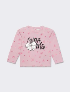 Piazza Italia T-shirt girocollo con stampa fantasia mylar sul davanti da neonata - Rosa Hot