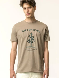 Piazza Italia T-shirt girocollo con stampa a contrasto sulle maniche regular fit - tortora Grigio Sale