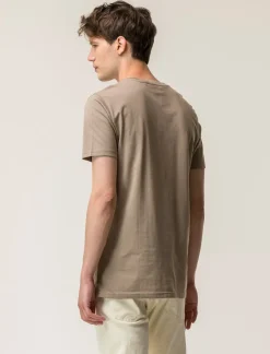 Piazza Italia T-shirt girocollo con stampa a contrasto sulle maniche regular fit - tortora Grigio Sale