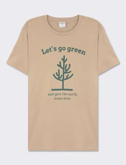 Piazza Italia T-shirt girocollo con stampa a contrasto sulle maniche regular fit - tortora Grigio Sale