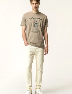 Piazza Italia T-shirt girocollo con stampa a contrasto sulle maniche regular fit - tortora Grigio Sale