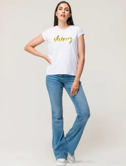 Piazza Italia T-shirt girocollo in cotone con stampa e applicazione cordoncino, vestibilità regular - var 3 Sale