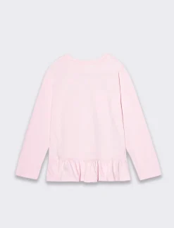 Piazza Italia T-shirt girocollo manica lunga 100% cotone con balza al fondo e stampa Minnie - Rosa Cheap