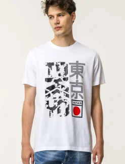 Piazza Italia T-shirt girocollo maniche corte regular fit college inspiration - Bianco Sale