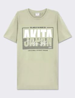 Piazza Italia T-shirt girocollo maniche corte regular fit college inspiration - salvia Verde Shop