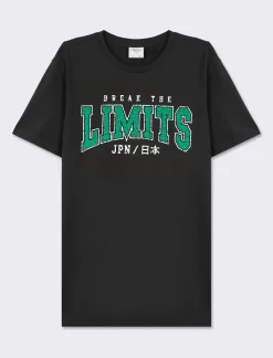 Piazza Italia T-shirt girocollo maniche corte regular fit college inspiration - Nero Discount