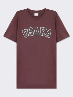 Piazza Italia T-shirt girocollo maniche corte regular fit college inspiration - Bordeaux Rosso Flash Sale